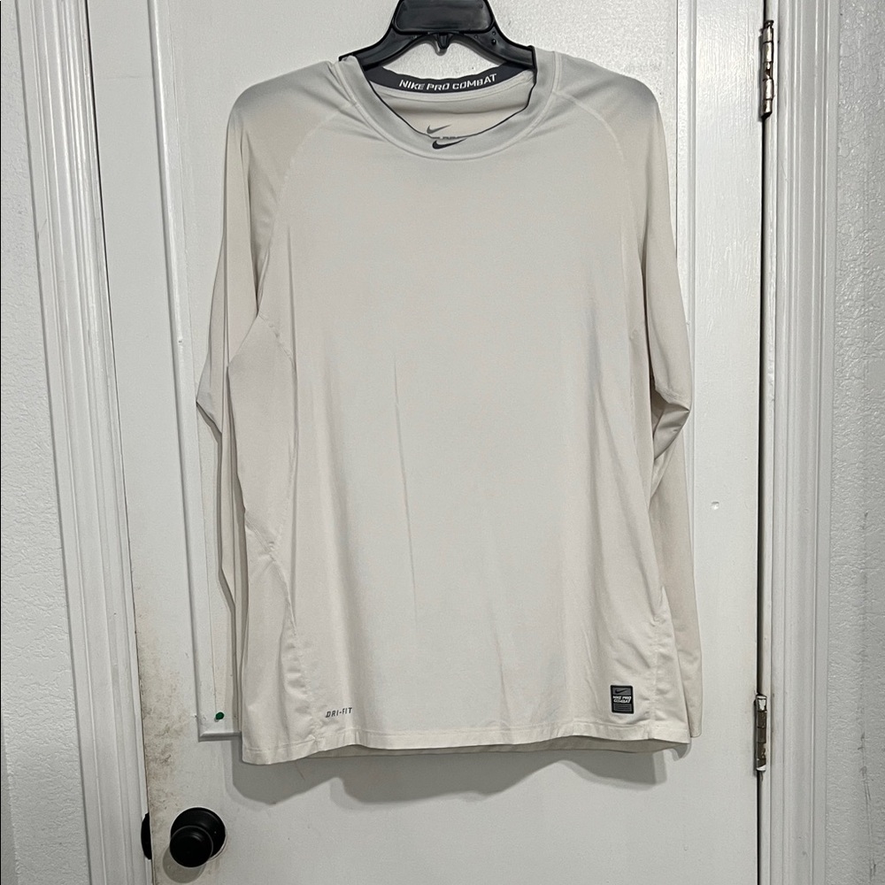 Nike Men's Cream Long Sleeve Dri-FIT Tee